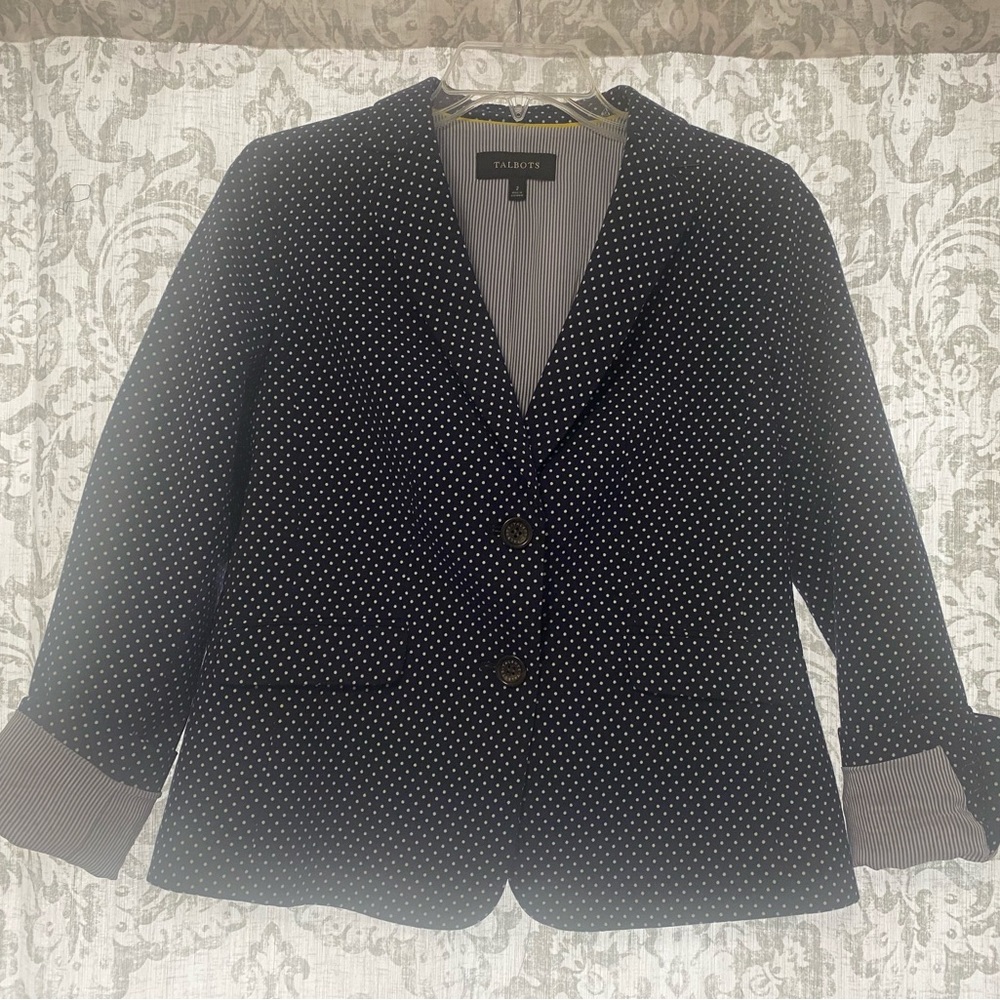 Talbots Classic Two Button Polka Dot Striped Prep… - image 2